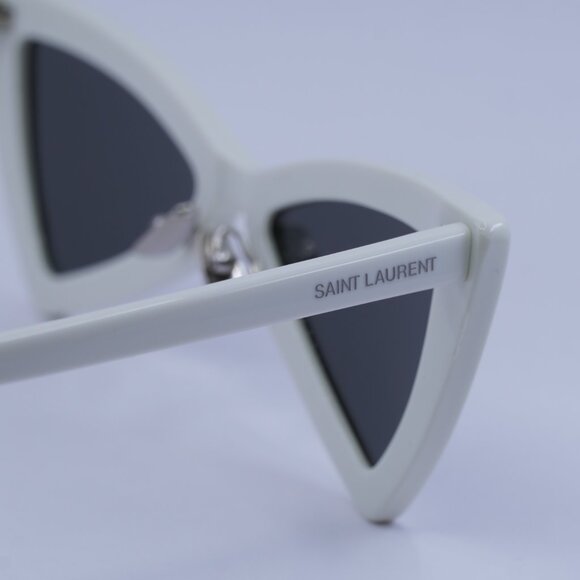 Saint Laurent SL207 JERRY 007 Sunglasses White Cat Eye Frame, Grey Lenses main image 7